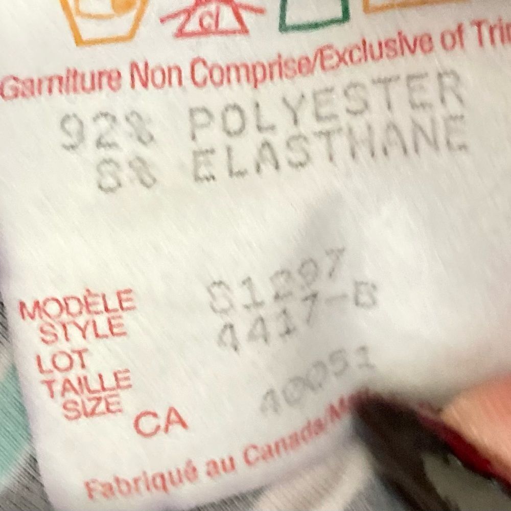 Frank Lyman v neck cap sleeve jersey knit dress black trim & belt graphic print - Picture 11 of 11